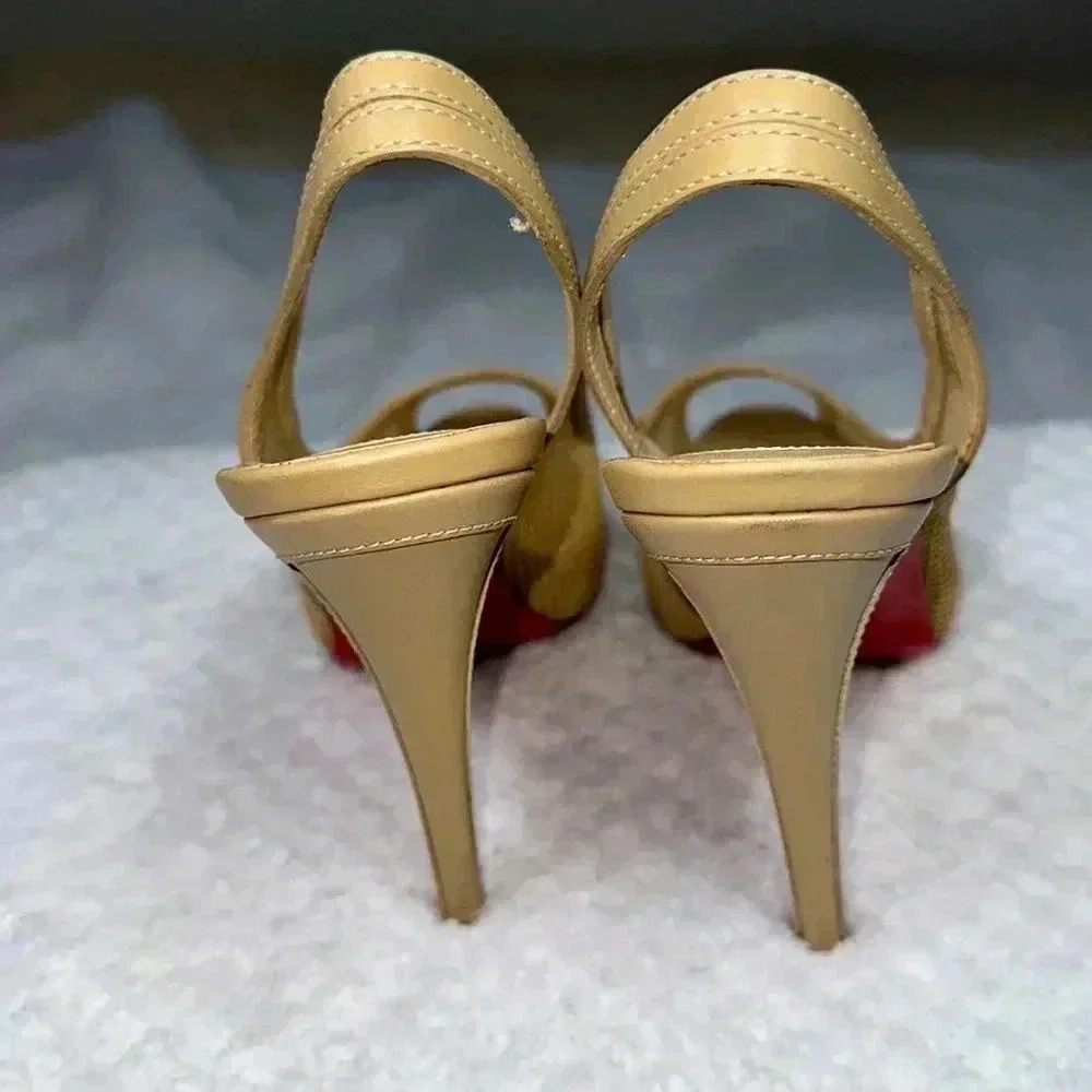 Christian Louboutin SZ 9.5 Nude Canne A Peche Heels - Picture 2 of 8